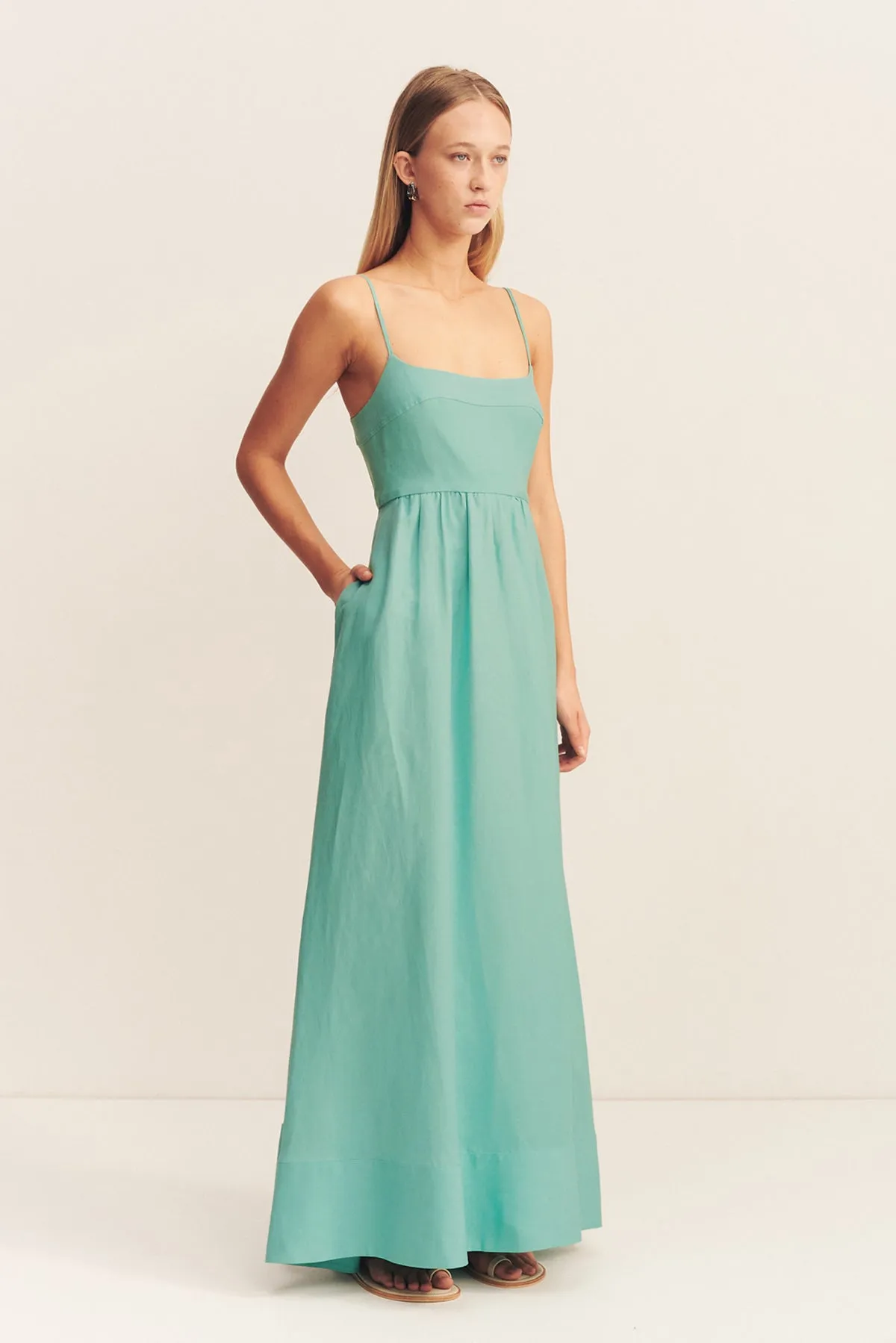 ALEC LOW OPEN BACK MAXI DRESS - POOL BLUE