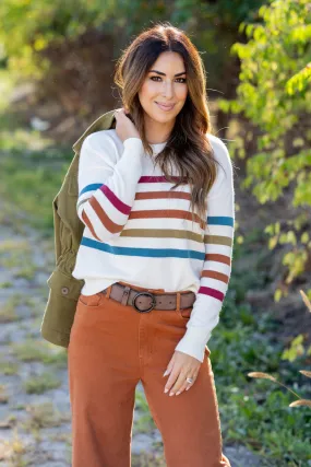 Autumn Hues Striped Sweater