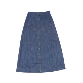 Bamboo Denim Button Maxi Skirt