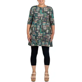 Stylish Botanical Print 3/4 Sleeve Long Tunic for Women