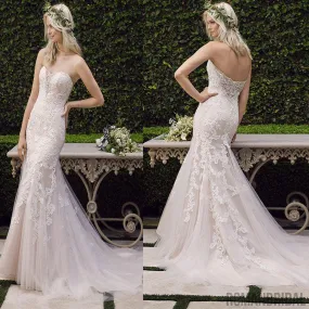 Charming Sweetheart Long Mermaid Lace Wedding Dresses, Sexy Backless Tulle Bridal Gown, WD0120