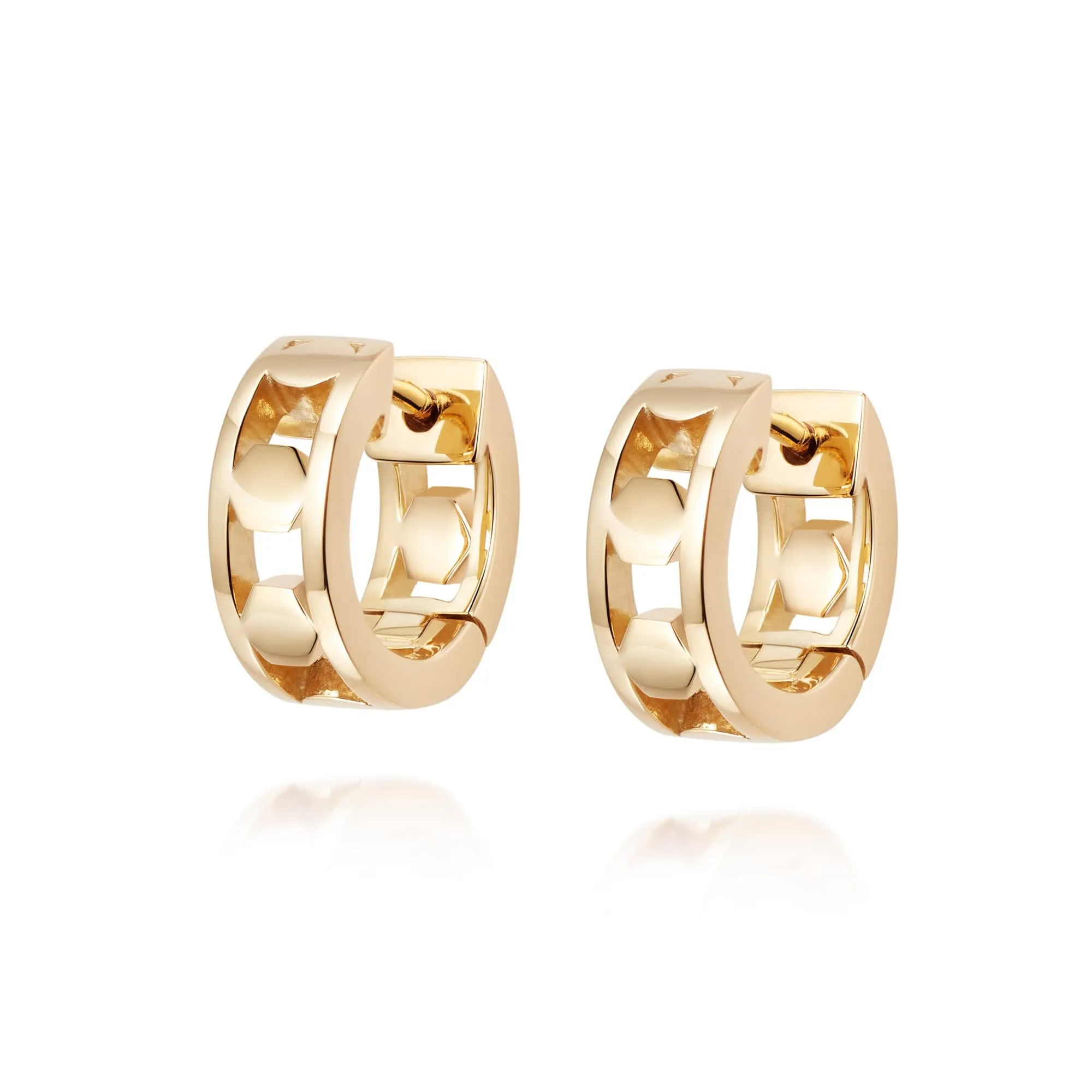 Chunky Huggie Hoop Earrings 18ct Gold Plate