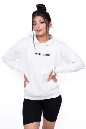 Embroidered Oversized Hoodie White