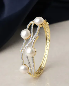 Fashionable Pearl & Stone Studded Bangle