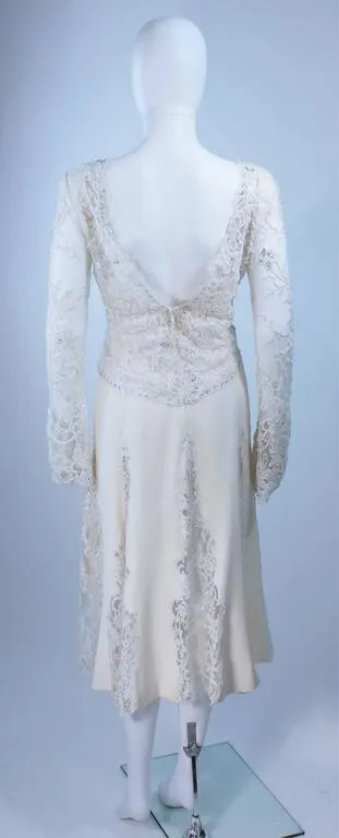 FE ZANDI White Lace Silk Embellished Dress Size 6