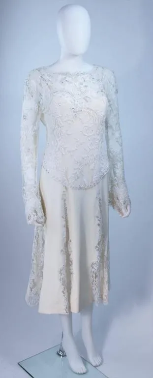 FE ZANDI White Lace Silk Embellished Dress Size 6