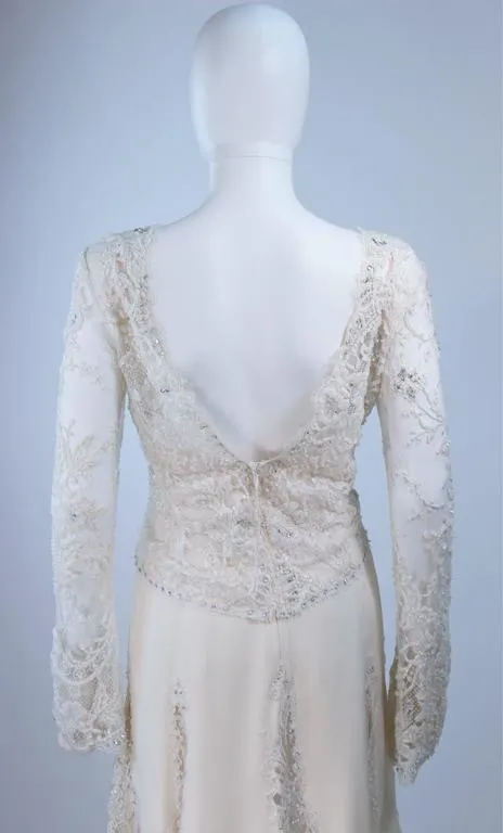 FE ZANDI White Lace Silk Embellished Dress Size 6