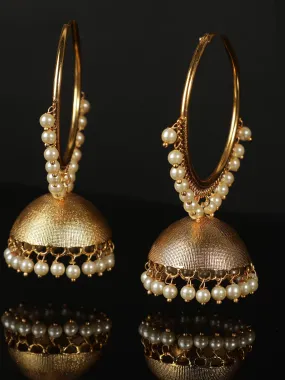 Ishin Gold Plated Pearl Dome Shaped Chandbalis