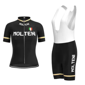 Ladies Molteni Black Retro Top & Bib Set