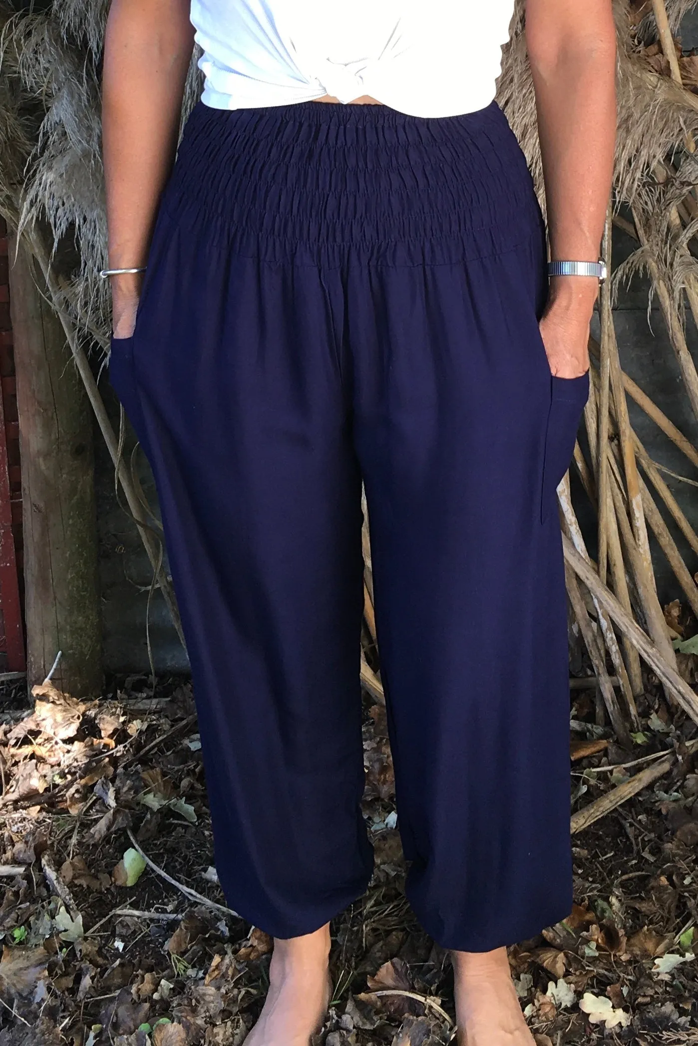 Plain Genie Pants with Pockets - Plus Size