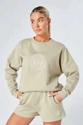 Twill Active Essentials Oversized Crewneck Sweatshirt Stone